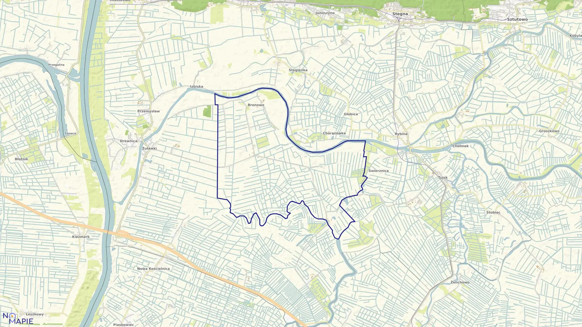 Mapa obrębu Bronowo w gminie Stegna