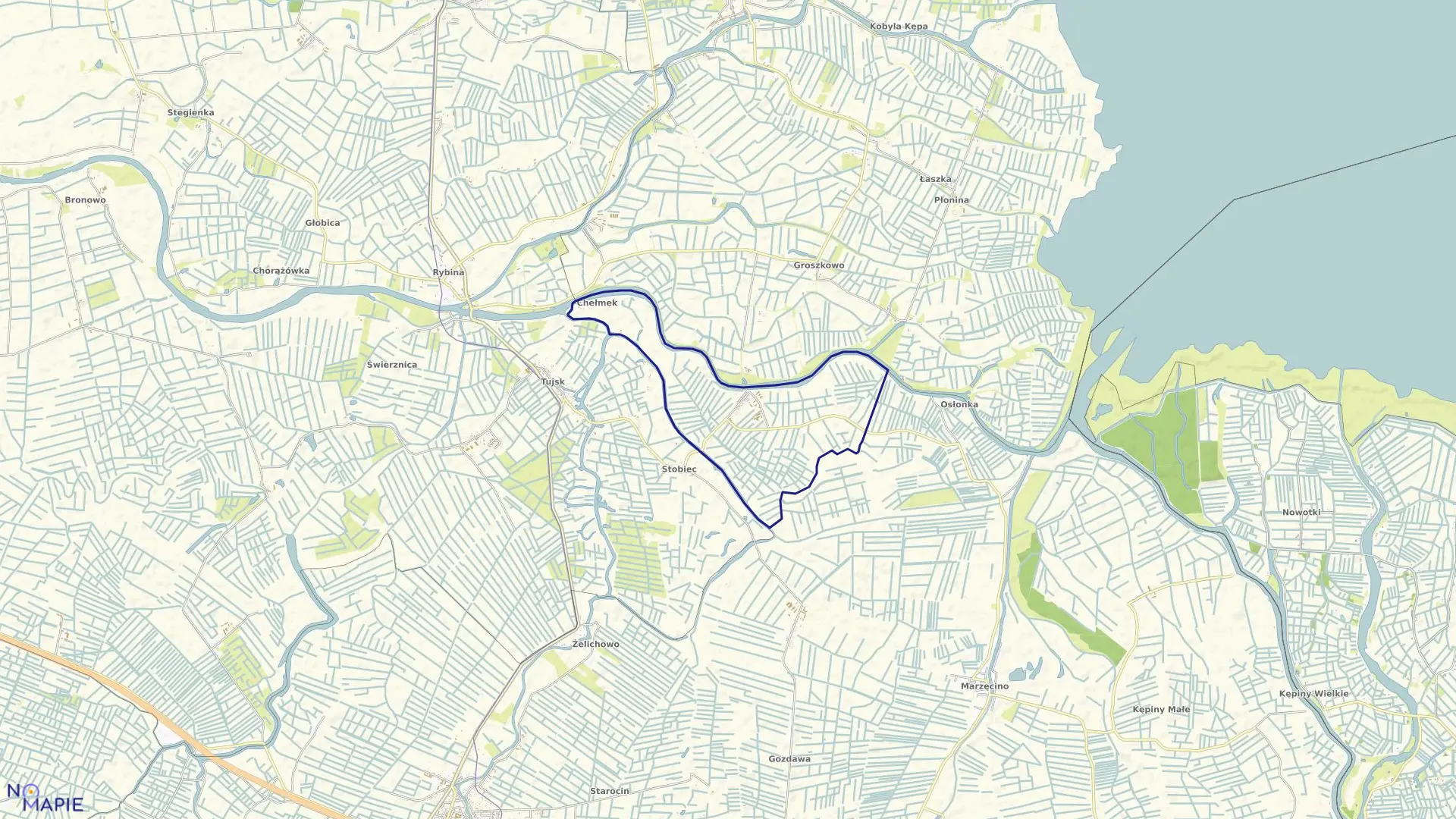 Mapa obrębu Chełmek w gminie Stegna