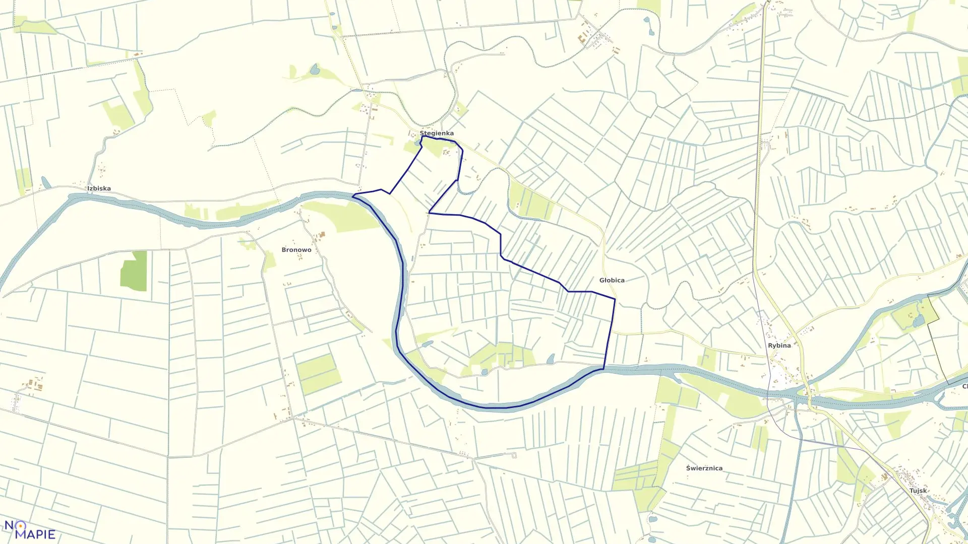Mapa obrębu Chorążówka w gminie Stegna