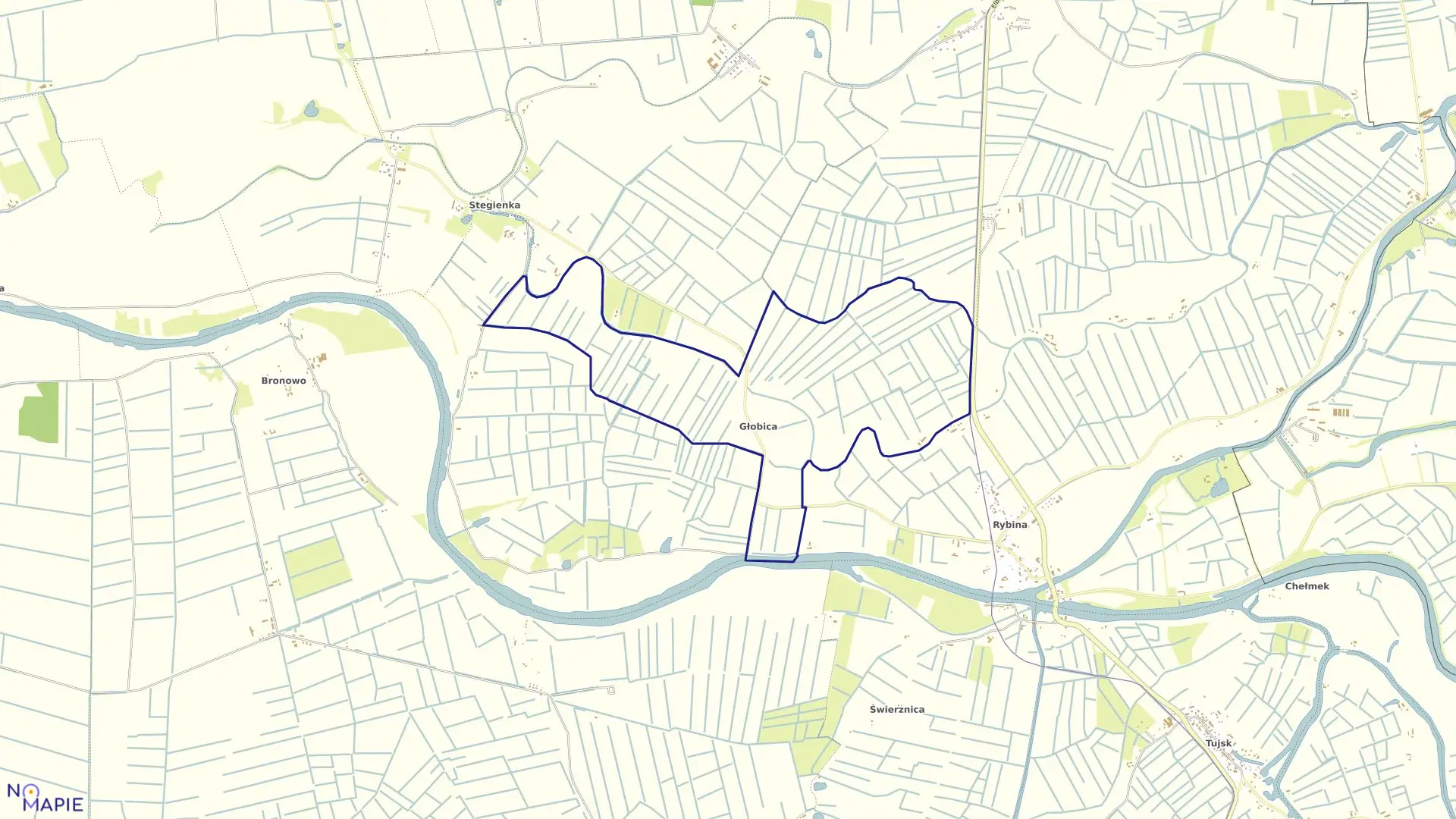 Mapa obrębu Głobica w gminie Stegna