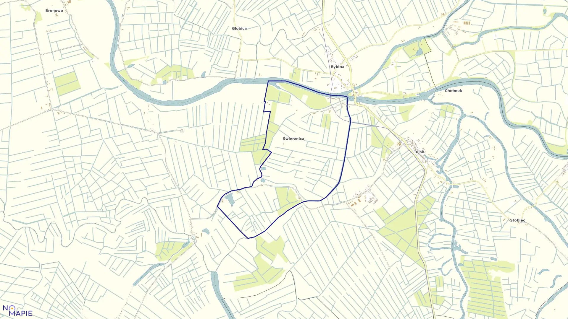 Mapa obrębu Świerznica w gminie Stegna